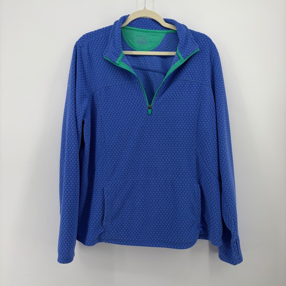Tek Gear Womens XL Blue Quarter Zip Pullover Textured Honeycomb Fleece Top